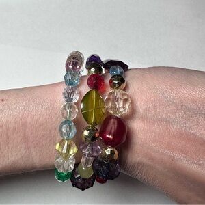 Chunky bracelet handmade memory wire plastic multi color
